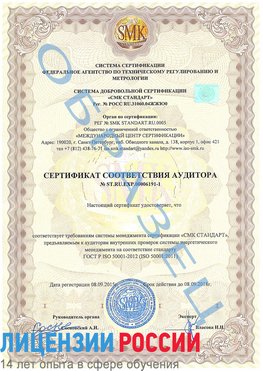 Образец сертификата соответствия аудитора №ST.RU.EXP.00006191-1 Якутск Сертификат ISO 50001